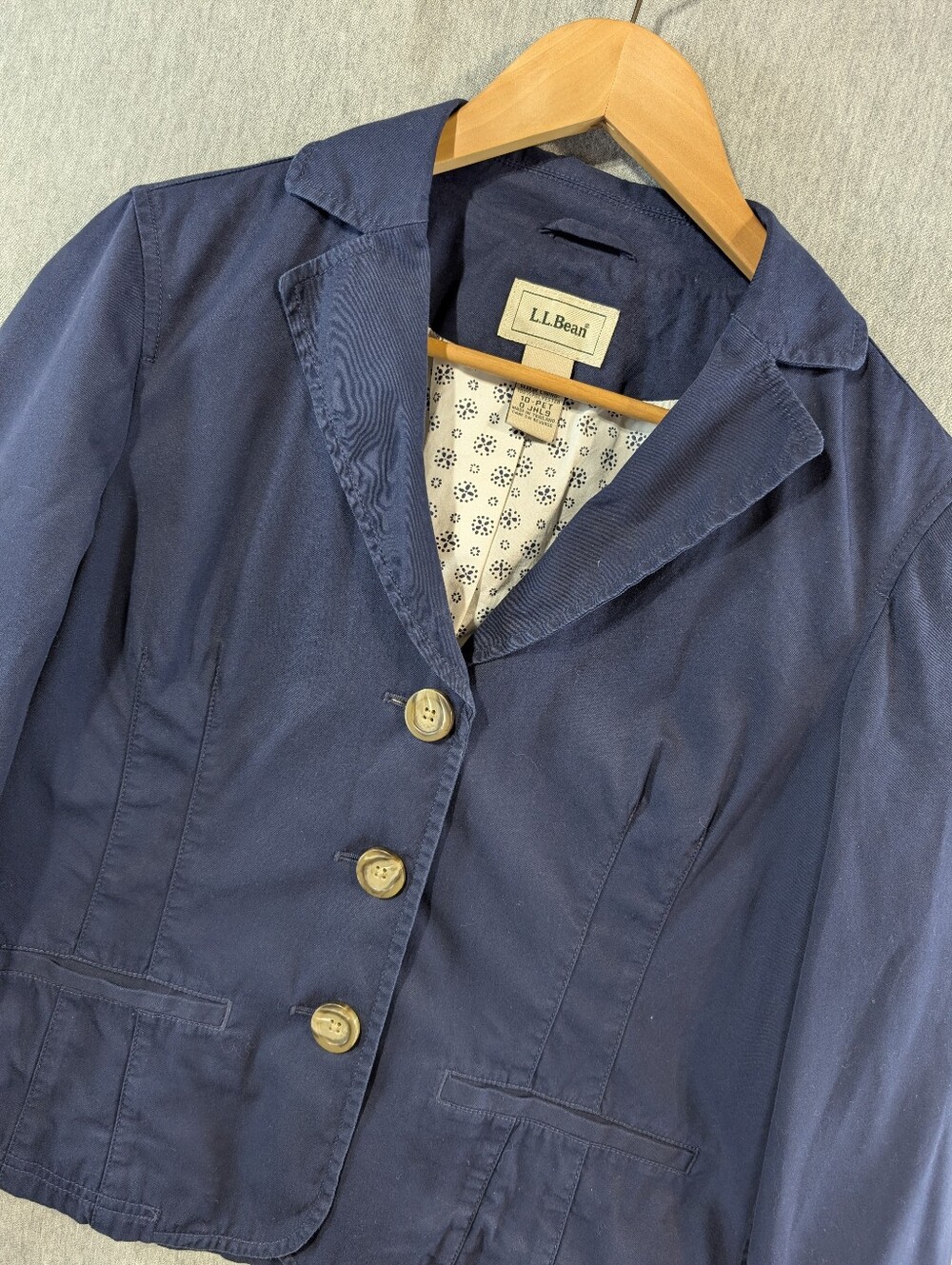L.L. Bean Cotton Blazer Women's 10P Navy Blue